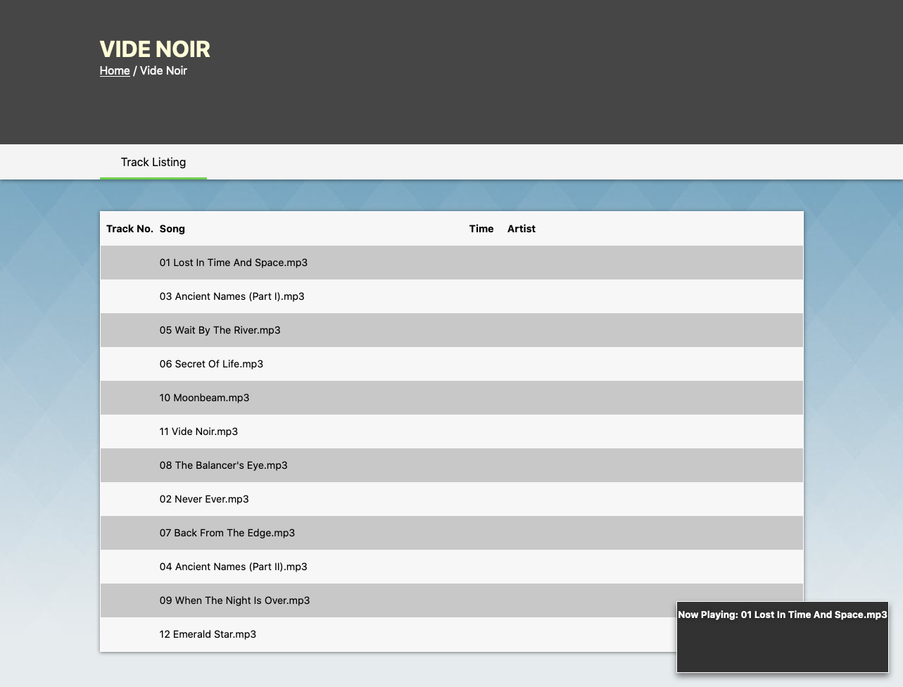 screenshot of music archive generator output